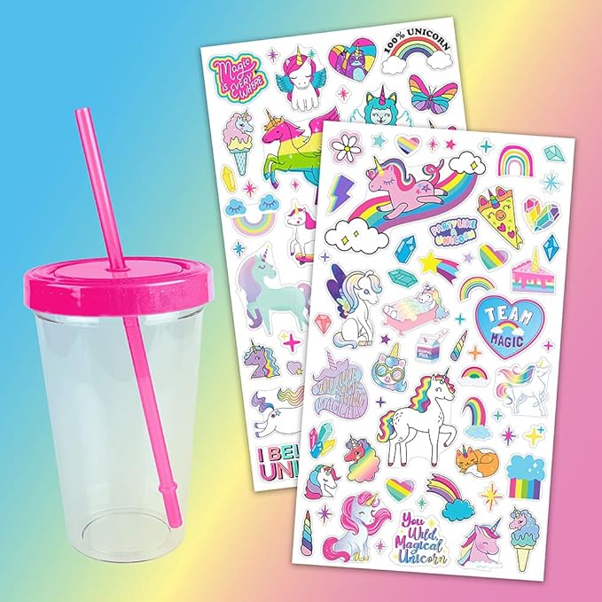 Fashion Angels Rainbow Unicorn Kit De Diseño Taza Con Pajilla