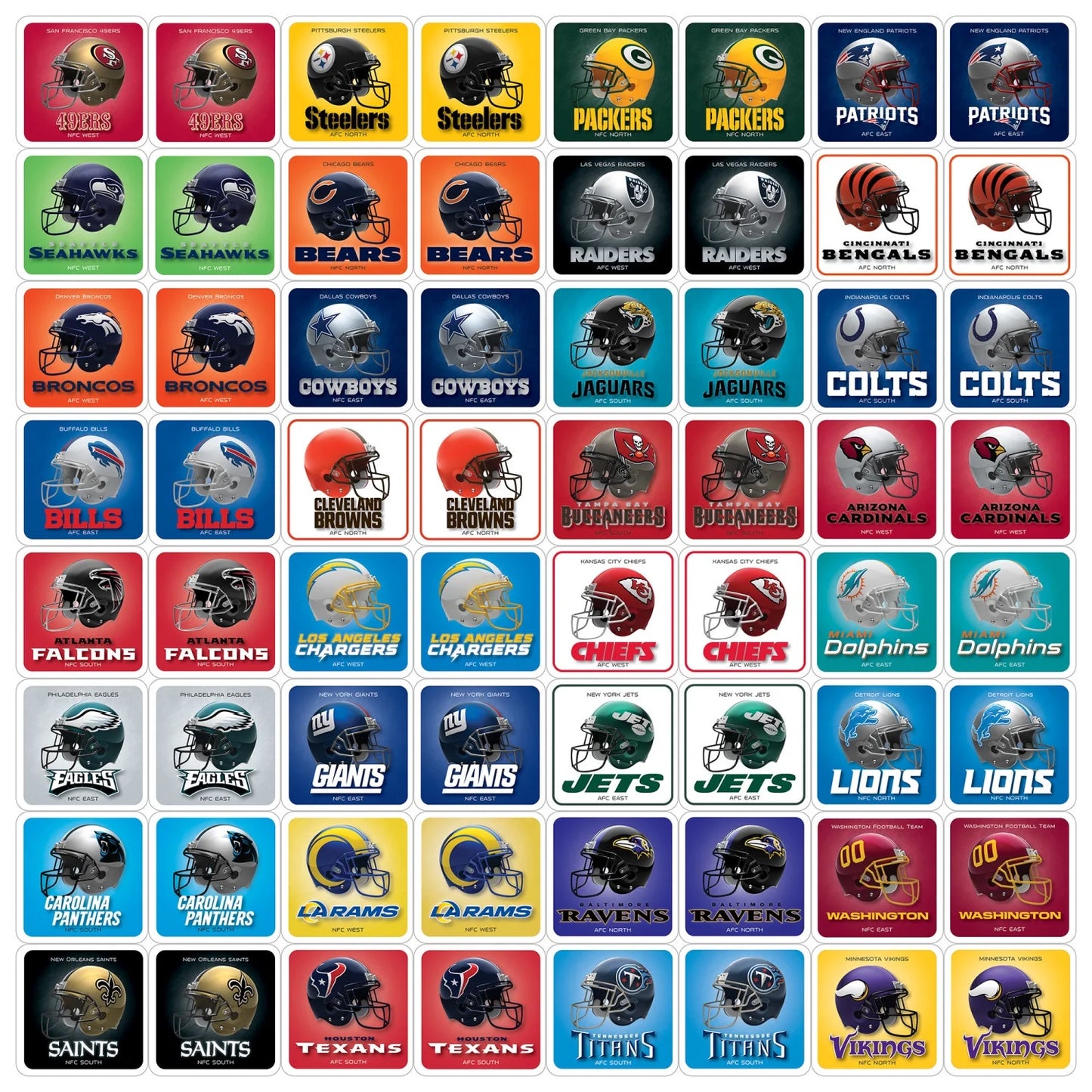 NFL Juego De Memoria Equipos Futbol Americano