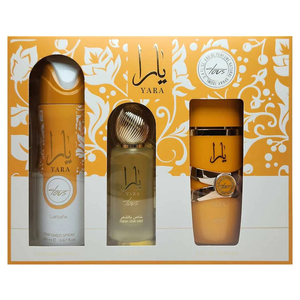 SET LATTAFA YARA TOUS WOMEN ( 3 PC) 3.4 OZ EDP / 6.8 OZ DEO / 1.7 OZ