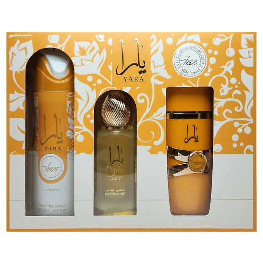 SET LATTAFA YARA TOUS WOMEN ( 3 PC) 3.4 OZ EDP / 6.8 OZ DEO / 1.7 OZ