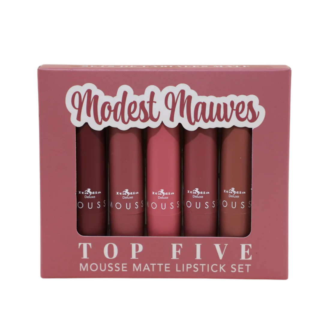 Italia Deluxe Mousse Matte Lipstick Top 5 - Kit De 5 Labiales Matte