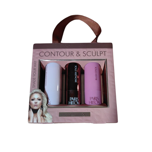 Paris Hilton Kit De Contorno 3 Piezas- Barras De Iluminador, Bronzer, y Rubor