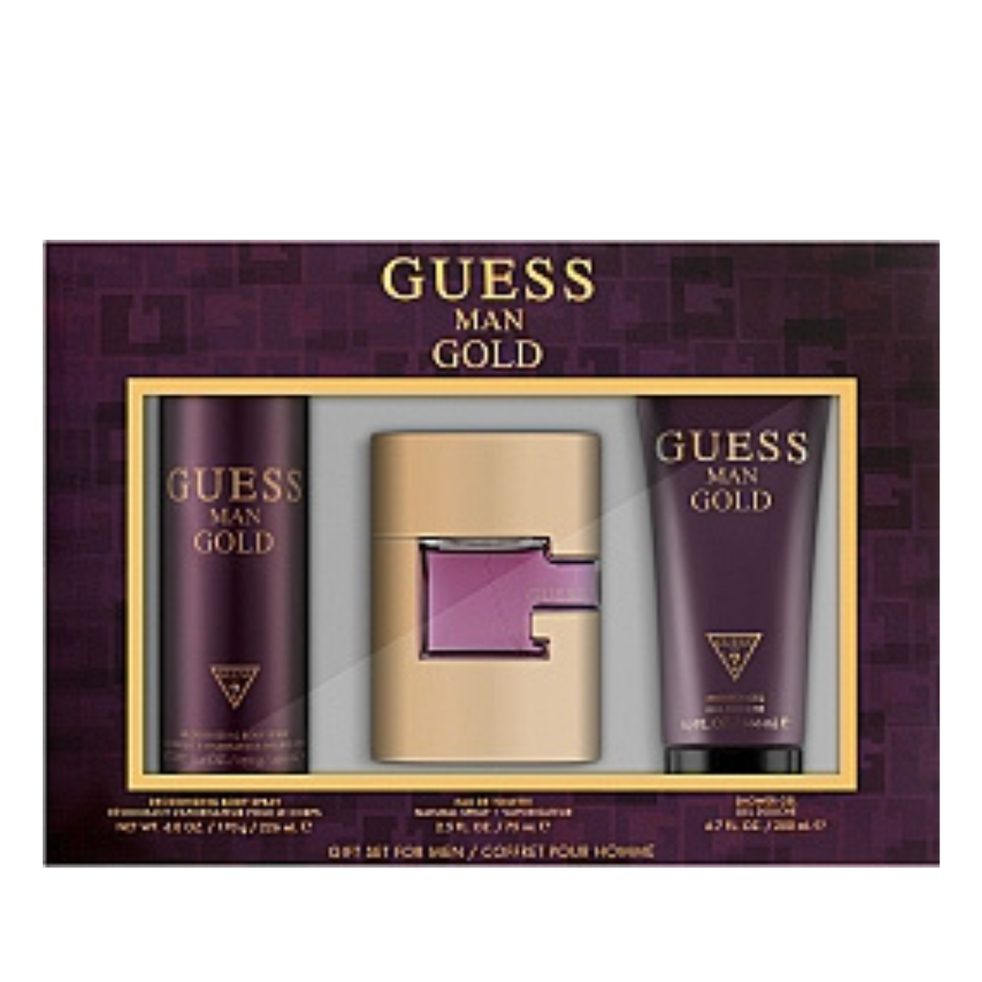 Guess Gold Set De Perfume Para Hombre 3 Piezas